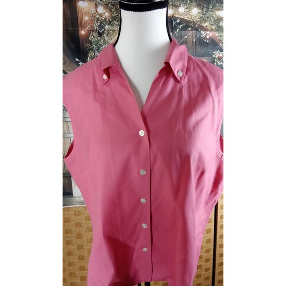 Talbots Blouse Size 18 Sleeveless Button Collar V Neck Silk - Picture 2 of 8